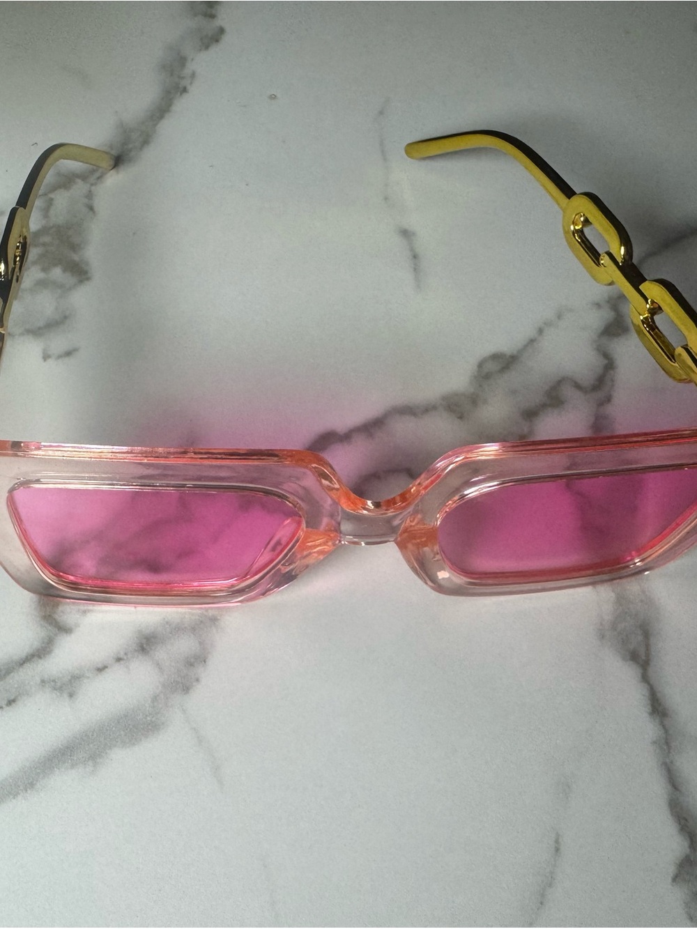 Pink Tinted Rectangular Women's Sunglasses